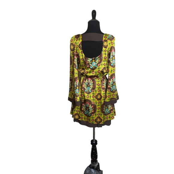 Judith March yellow floral vintage boho mini dress size small - Picture 13 of 14